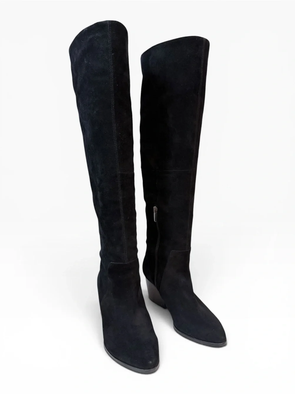 Vince Camuto Nestel Knee High Suede Heeled Boots Black Size 7